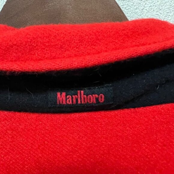 Vintage 90s Marlboro Classics Mens Jacket Coat Red Black Reversible Wool Sz L - Picture 7 of 11